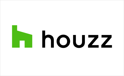 Houzz 世界室內空間設計平臺網站新logo設計欣賞--h字母+房子圖形