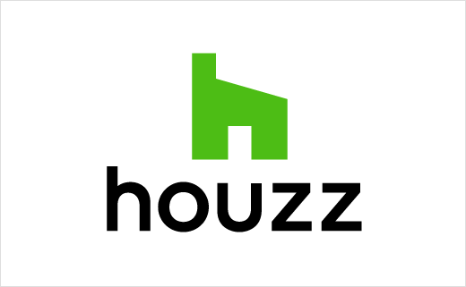 Houzz 世界室內空間設計平臺網站新logo設計欣賞--h字母+房子圖形