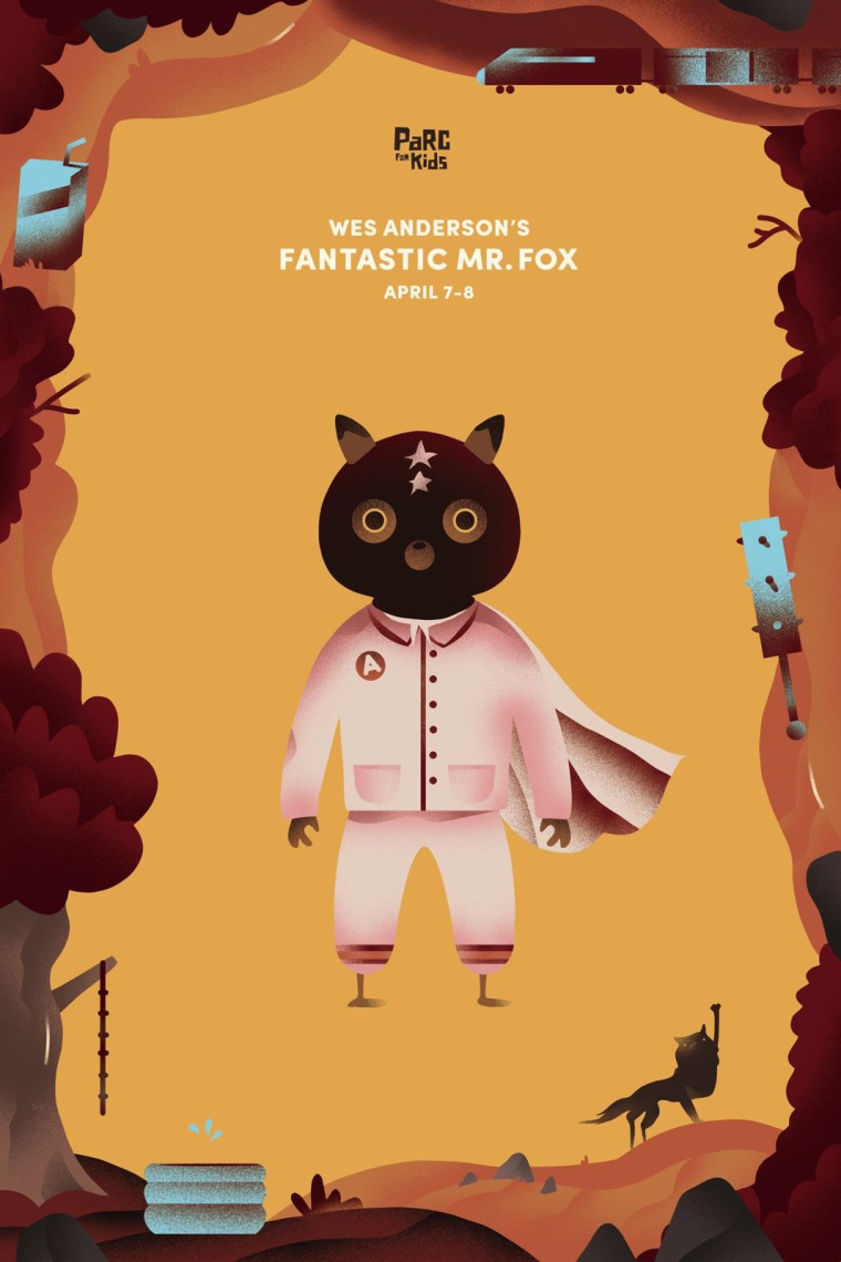 Cinémadu Parc 影院卡通風格平面創意廣告宣傳海報設計-神奇福克斯先生