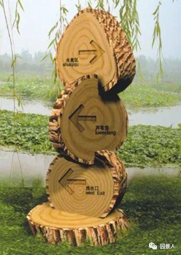 戶外創意標識牌導視系統設計-木頭材料