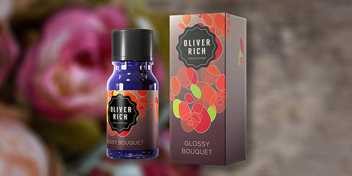Oliver Rich 香薰精油油包裝設計，漂浮在空氣的抽象花瓣插畫設計