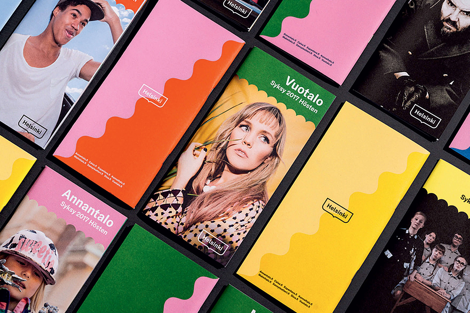 芬蘭赫爾辛基城市品牌VI形象設計logo設計，錦旗框logo+波浪圖形VI設計