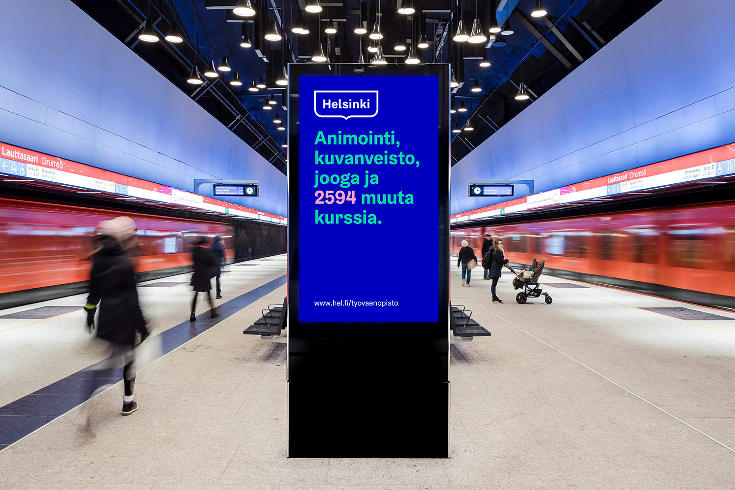 芬蘭赫爾辛基城市品牌VI形象設計logo設計，錦旗框logo+波浪圖形VI設計