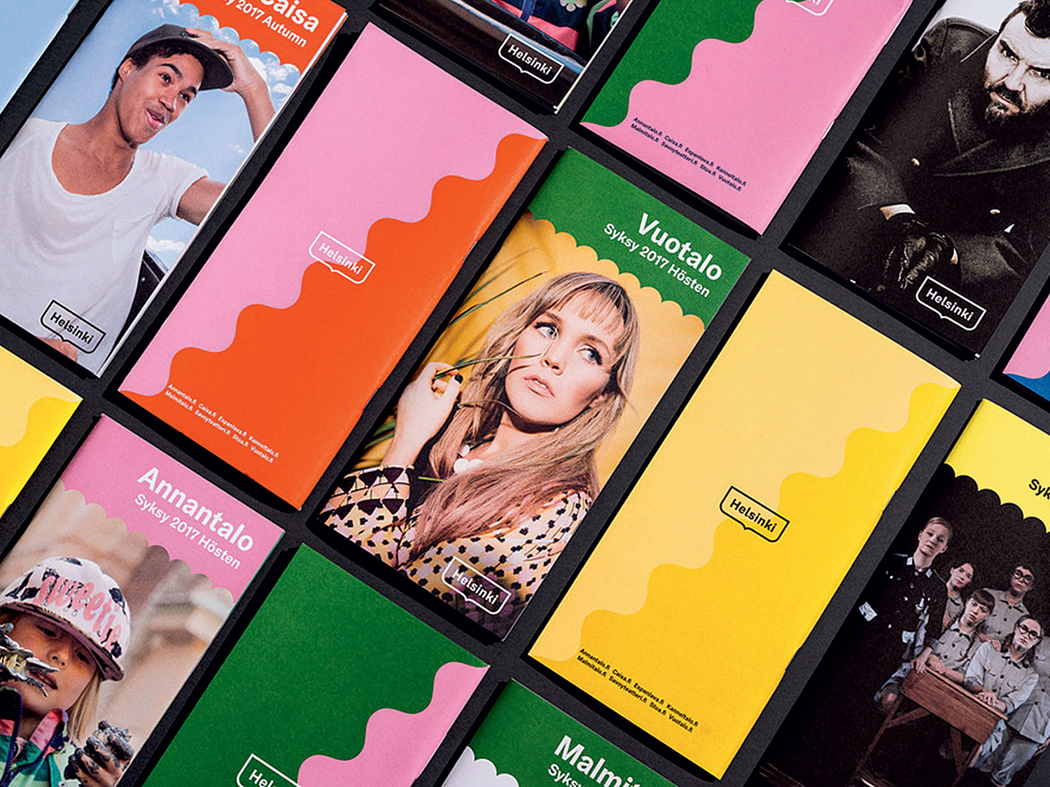 芬蘭赫爾辛基城市品牌VI形象設計logo設計，錦旗框logo+波浪圖形VI設計