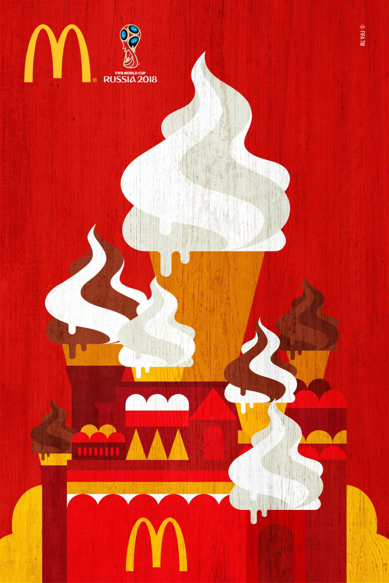 麥當(dāng)勞贊助2018俄羅斯足球世界杯創(chuàng)意平面廣告設(shè)計(jì)-紅場(chǎng)