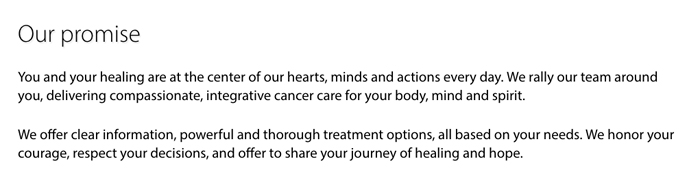 美國癌癥治療中心品牌承諾