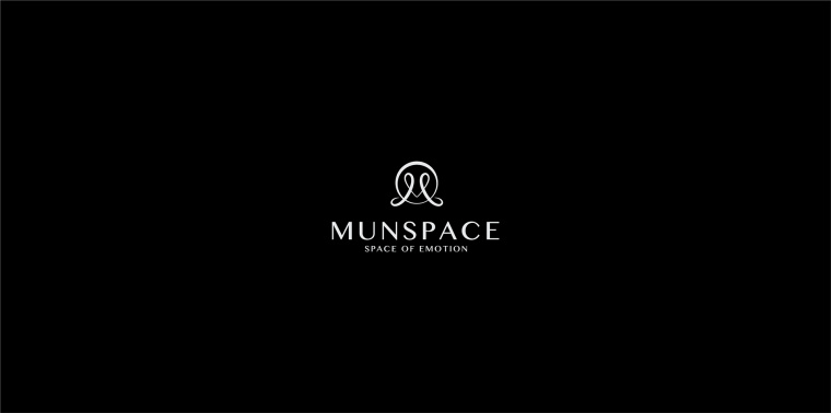MUNSPACE咖啡（店）品牌形象設計logo設計，簡約心形符號+字母M