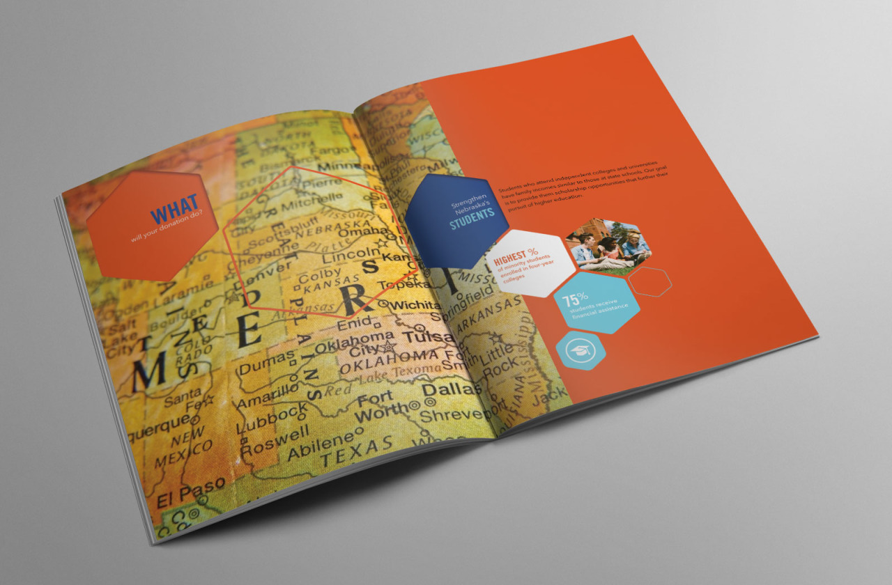 獨立學(xué)院基金會NICF宣傳畫冊設(shè)計，“蜂窩圖形”帶來的美與節(jié)奏感