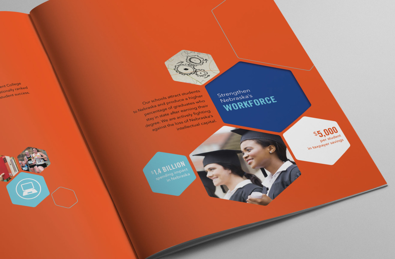 獨立學(xué)院基金會NICF宣傳畫冊設(shè)計，“蜂窩圖形”帶來的美與節(jié)奏感