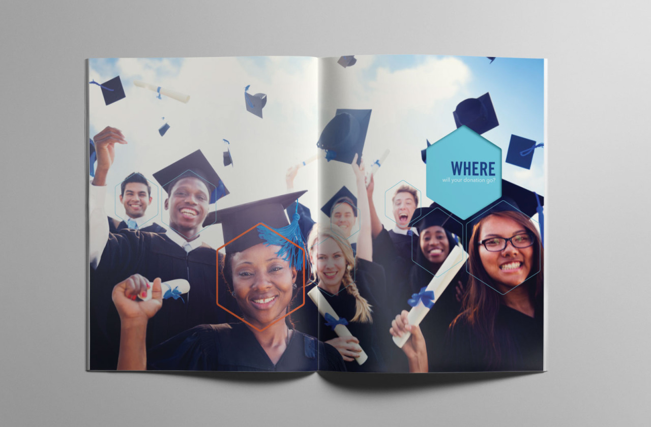 獨立學(xué)院基金會NICF宣傳畫冊設(shè)計，“蜂窩圖形”帶來的美與節(jié)奏感