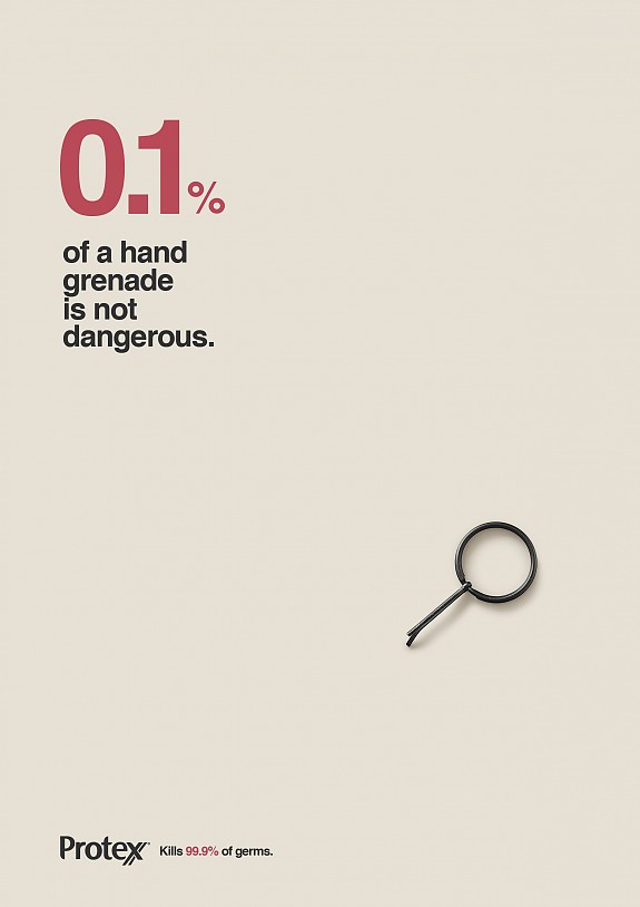 Protex抗菌洗手液創意平面廣告策劃設計-手榴彈篇