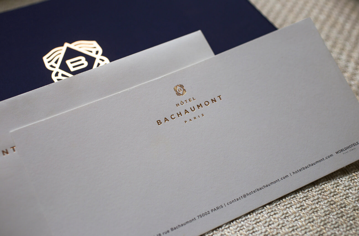 BACHAUMONT巴黎酒店品牌VI設計與logo設計，尊貴奢華的巴黎藝術風格