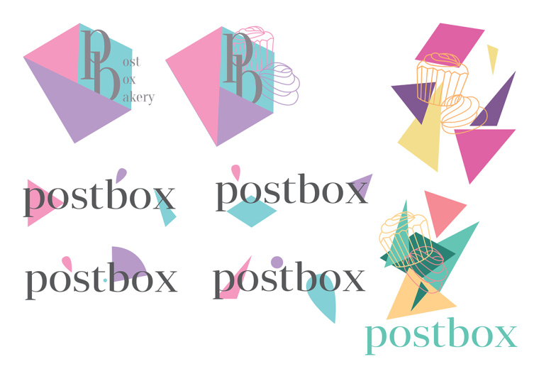 Postbox 手工甜品店品牌視覺形象VI設(shè)計(jì)“時(shí)尚色塊”元素
