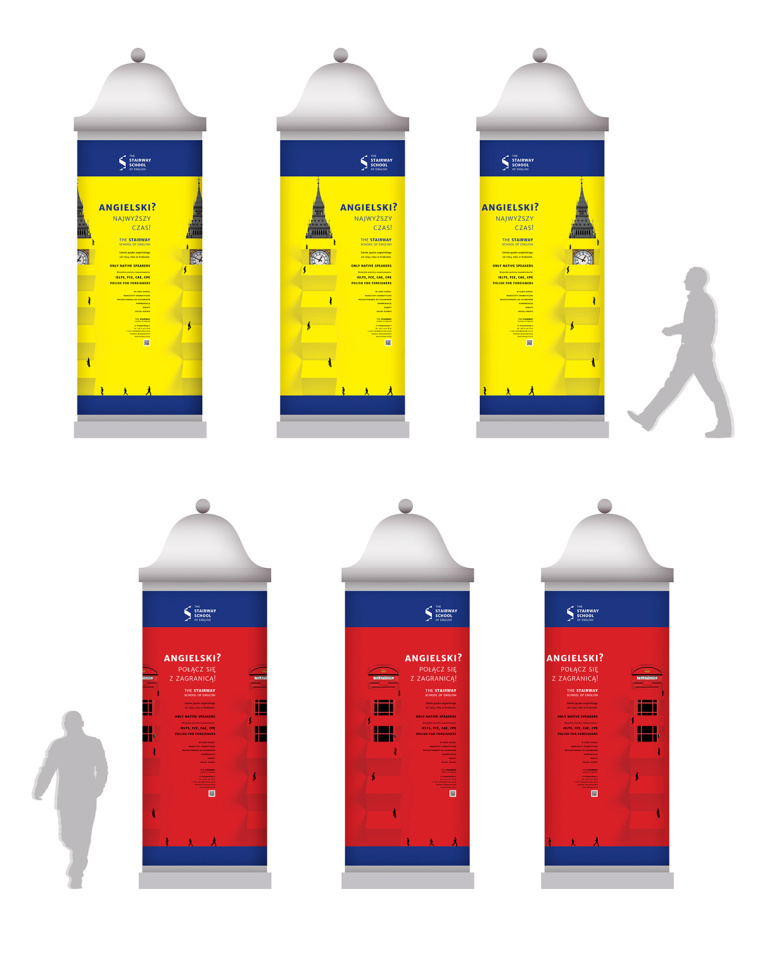 Stairway學(xué)校階梯狀標(biāo)志設(shè)計，取自英國國旗的三角元素