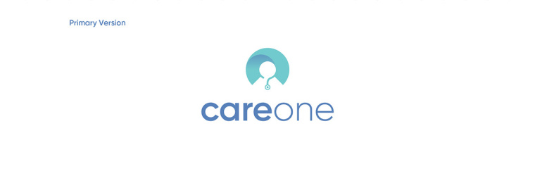 CareOne醫療機構品牌形象VI設計logo設計，藝術感醫生元素鑲嵌于旋轉字母C