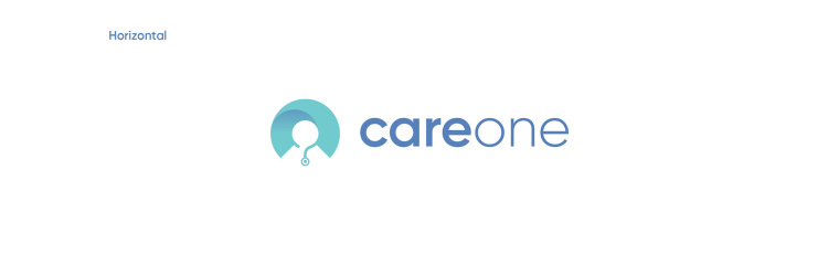 CareOne醫療機構品牌形象VI設計logo設計，藝術感醫生元素鑲嵌于旋轉字母C
