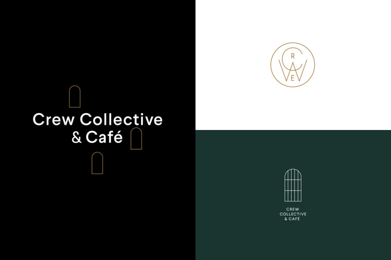 Crew Collective＆cafe品牌形象VI設計logo設計，現代美學與傳統設計元素相結合