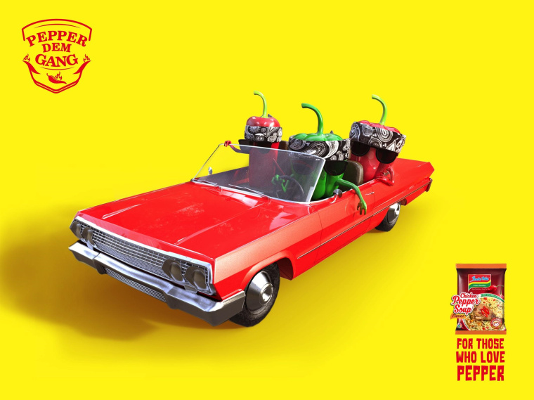 Indomie方便面擬人化平面創(chuàng)意廣告設計“對于那些喜歡辣椒的人”