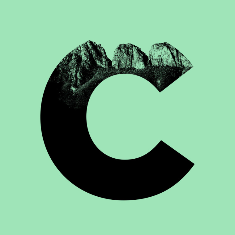 Chipinque生態公園品牌形象VI設計logo設計，字母C上融合了山頂的照片