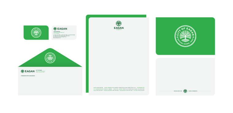 伊根市城市品牌形象重塑設計logo設計vi設計，抽象綠色大樹圖形