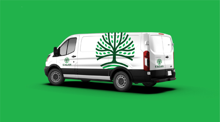 伊根市城市品牌形象重塑設計logo設計vi設計，抽象綠色大樹圖形