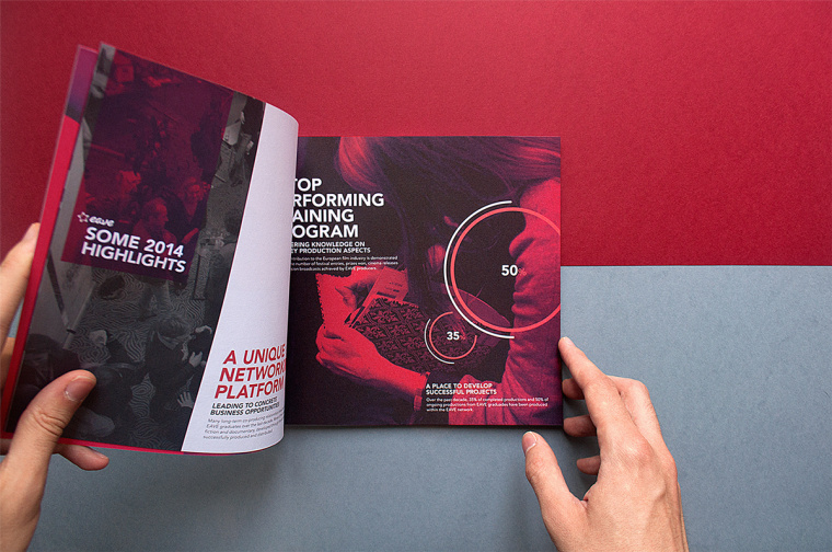 歐洲企業家年會宣傳手冊設計，暗紅與深灰風格設計