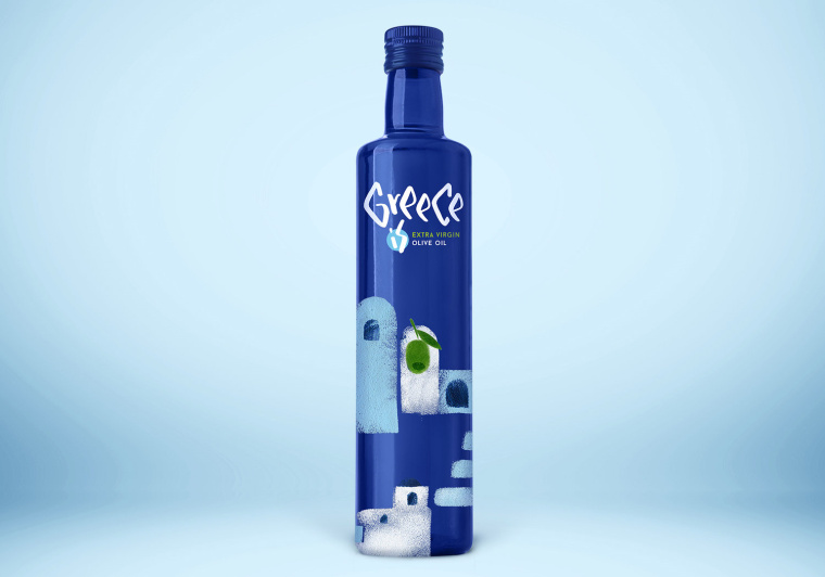 橄欖油包裝：一個美麗的希臘地方特產食品包裝設計概念：送你去希臘的陽光島