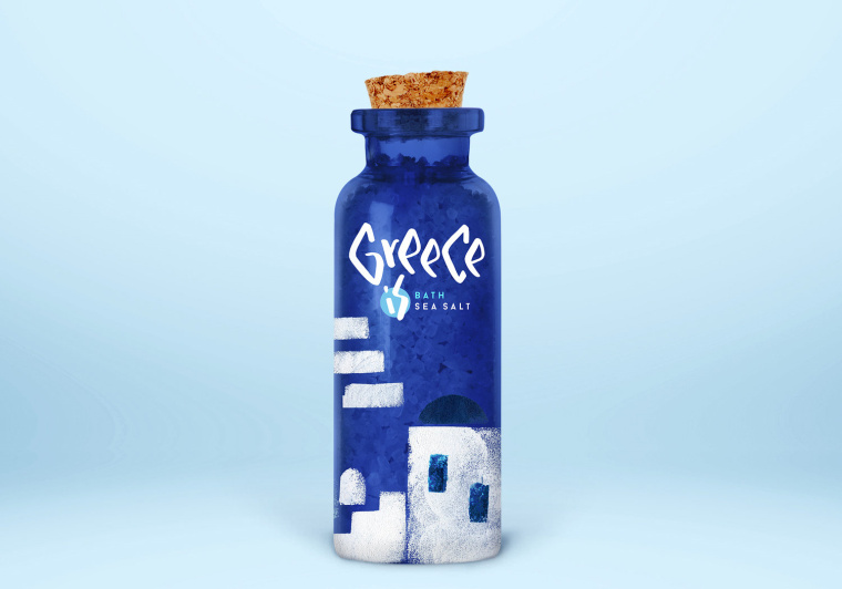 海鹽包裝：一個美麗的希臘地方特產食品包裝設計概念：送你去希臘的陽光島