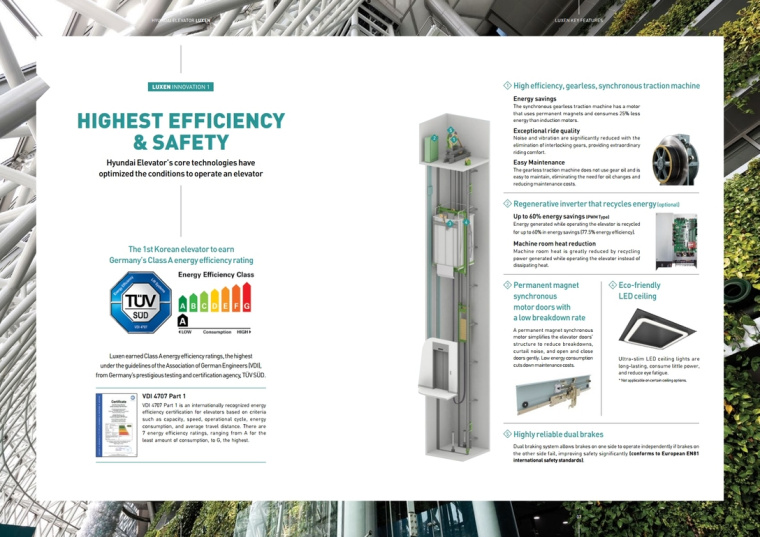 LUXEN電梯宣傳畫冊與產(chǎn)品樣本手冊設計，銀色工業(yè)科技風與生活感