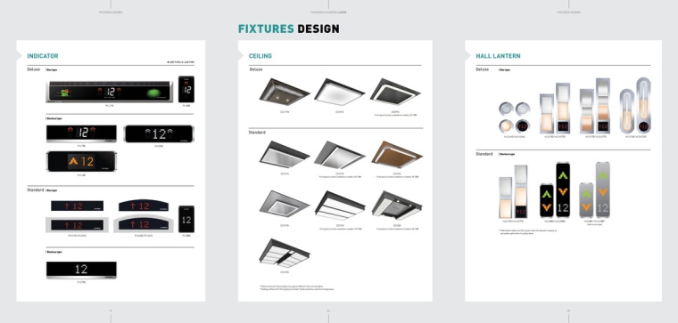LUXEN電梯宣傳畫冊與產(chǎn)品樣本手冊設計，銀色工業(yè)科技風與生活感