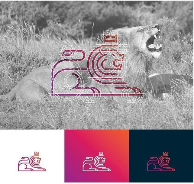 logo設計過程圖示揭示logo設計靈感-獅子+皇冠 logo設計靈感