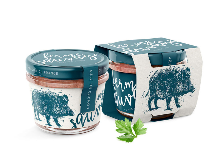 法式Paté肉醬包裝設計，運用生動的野豬插畫設計