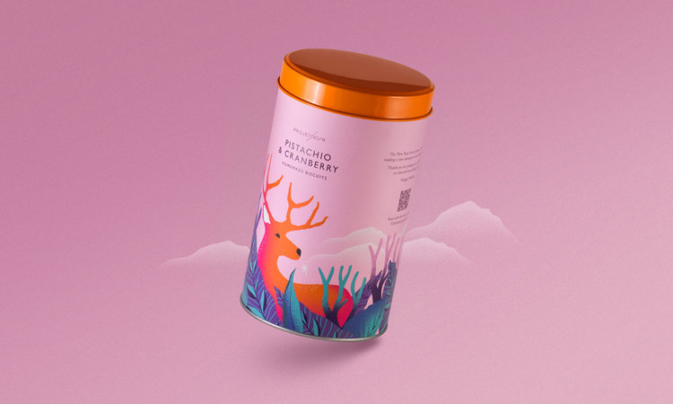 Noir 罐裝餅干禮盒包裝設計,非常美麗的藝術插畫（廘）