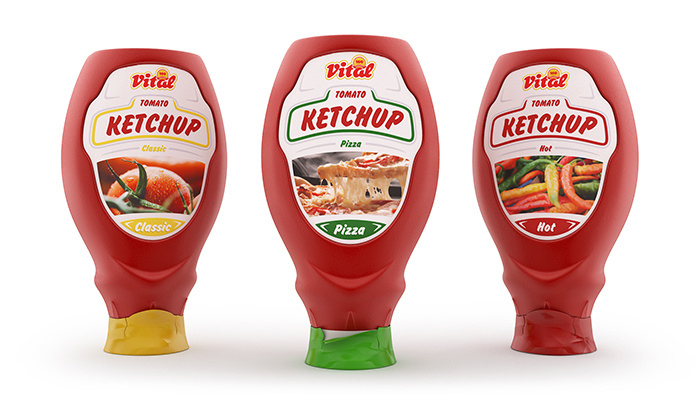 簡潔又有個性的Vital ketchup番茄醬包裝設計瓶形設計