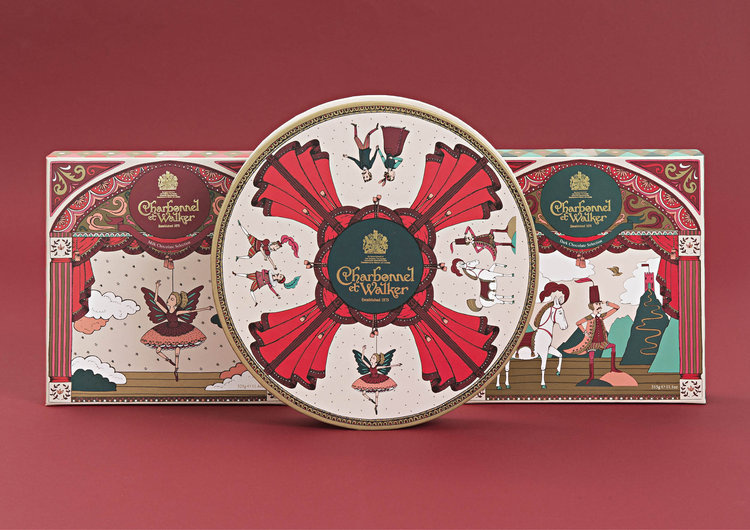 Charbonnel圣誕節(jié)巧克力禮品包裝設(shè)計(jì)，設(shè)計(jì)靈感來自芭蕾舞劇院與童話故事