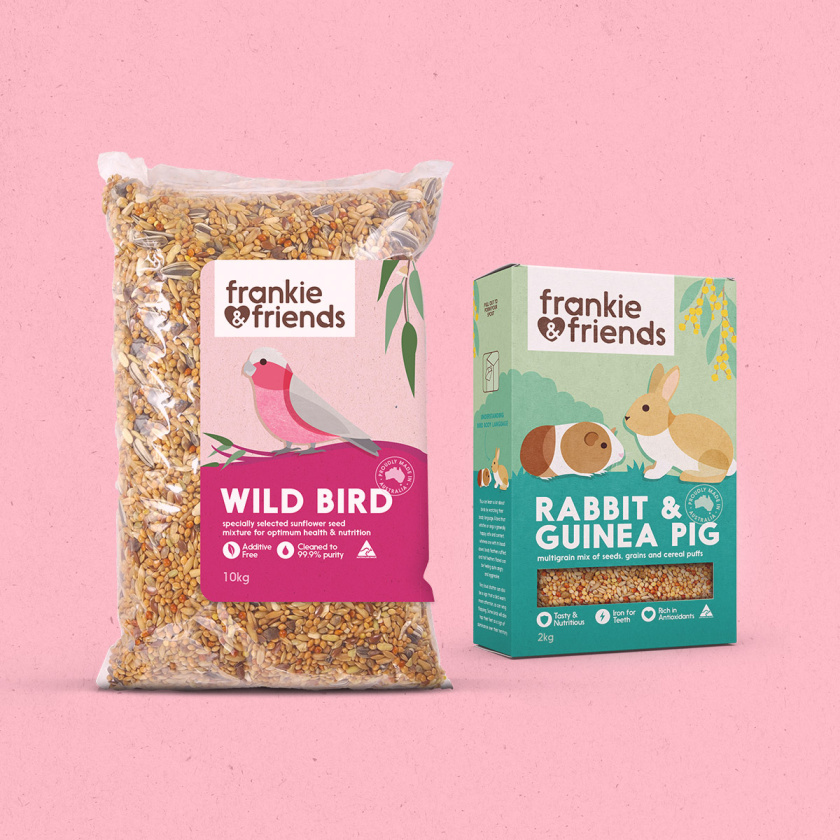 Woolworths鳥食兔食寵物食品包裝設計，在棲息地上自然的展示動物