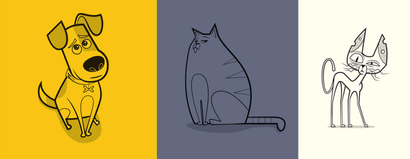 美麗和創(chuàng)意的平面設計想法-寵物風格化藝術和產品圖形