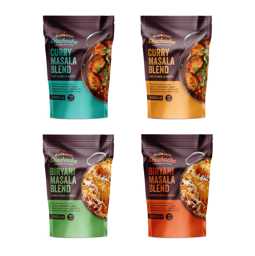 Hachacha咖喱調料包裝設計，完美的超酷配色