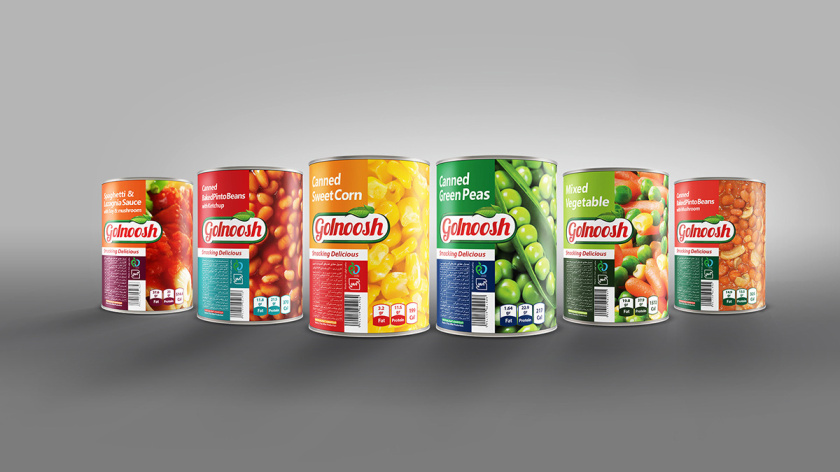 Golnoosh罐頭食品包裝設計”豎版大圖“風格-上海包裝設計公司