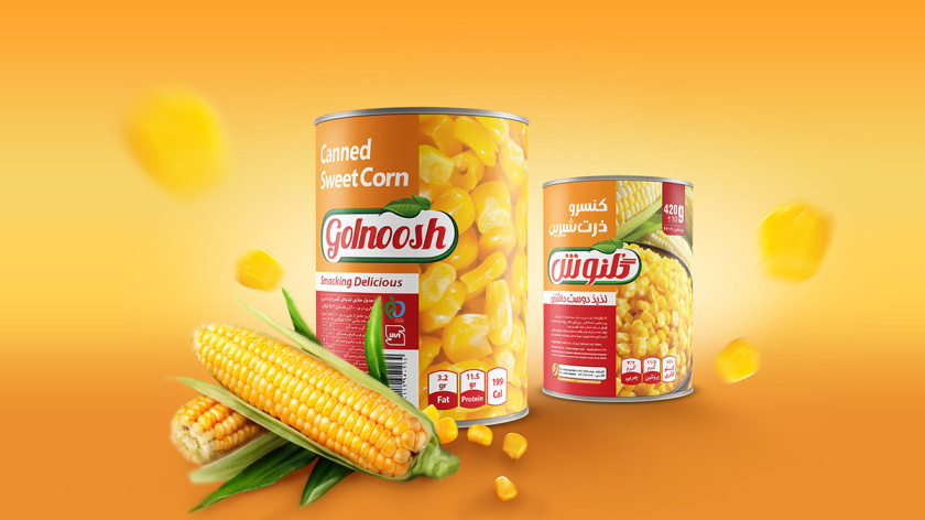 Golnoosh罐頭食品包裝設計”豎版大圖“風格-上海包裝設計公司