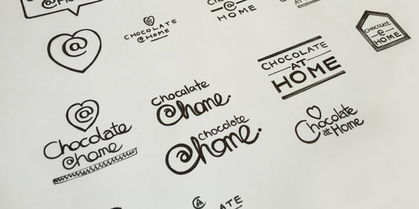 Chocolate at Home巧克力品牌logo設(shè)計(jì)草圖