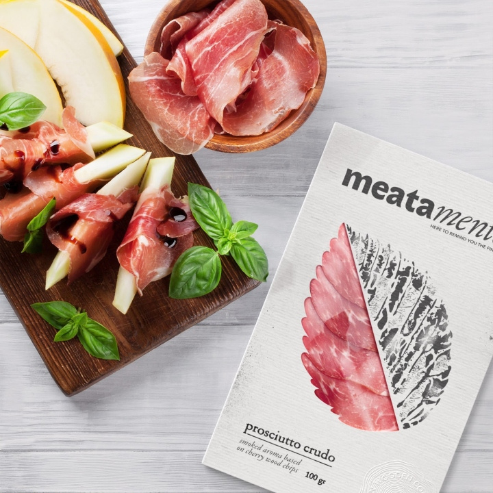 Meatamento熏肉包裝設(shè)計(jì)，采用葉子造型的開窗紙盒設(shè)計(jì)