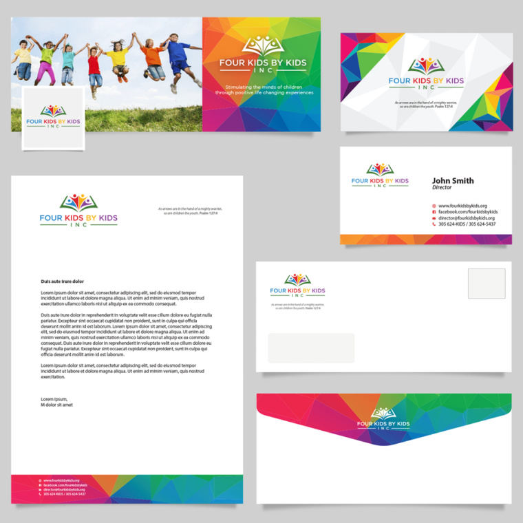 一個明亮的調色板，講述的是“Four Kids By Kids”的故事