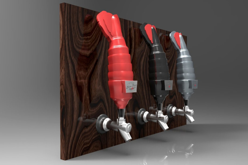 平面設計中的超現實主義-超現實包裝設計-龍蝦啤酒水龍頭設計