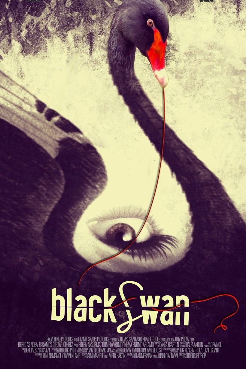 平面設計中的超現實主義-超現實主義海報設計-顛倒的眼睛，黑天鵝