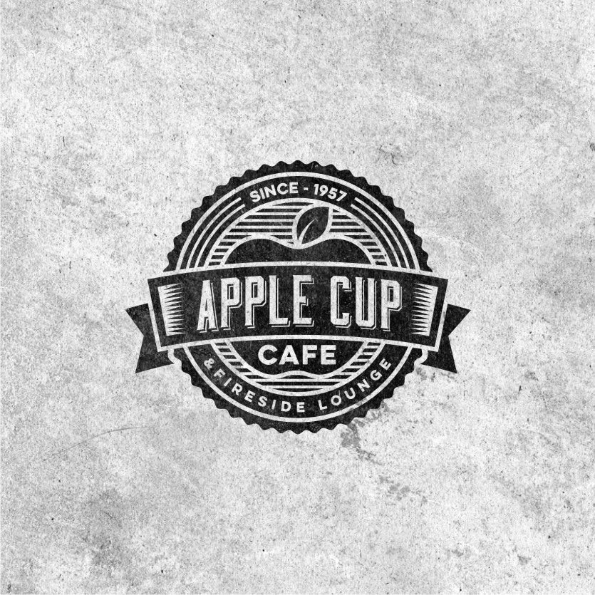 復古徽章徽標logo設計-蘋果形狀和文字徽標logo