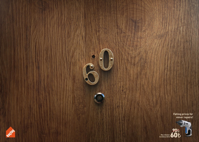 Koctas建材家裝零售品牌產品促銷平面宣傳廣告設計“維修價格下降-門-90變成60”篇