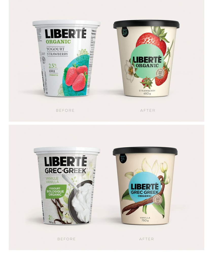 加拿大有機酸奶Liberté品牌包裝設計，來自植物學書籍插圖