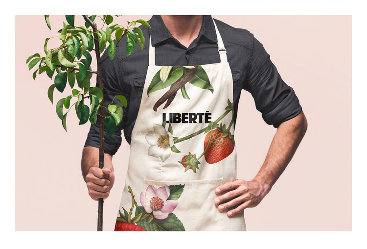 加拿大有機酸奶Liberté品牌包裝設計，來自植物學書籍插圖