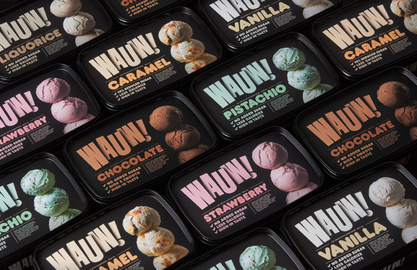 Wauw冰淇淋品牌新logo設(shè)計(jì)和包裝設(shè)計(jì)，源自第一勺的味蕾驚喜感覺(jué)